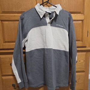 Columbia Gray and White Long Sleeve Polo